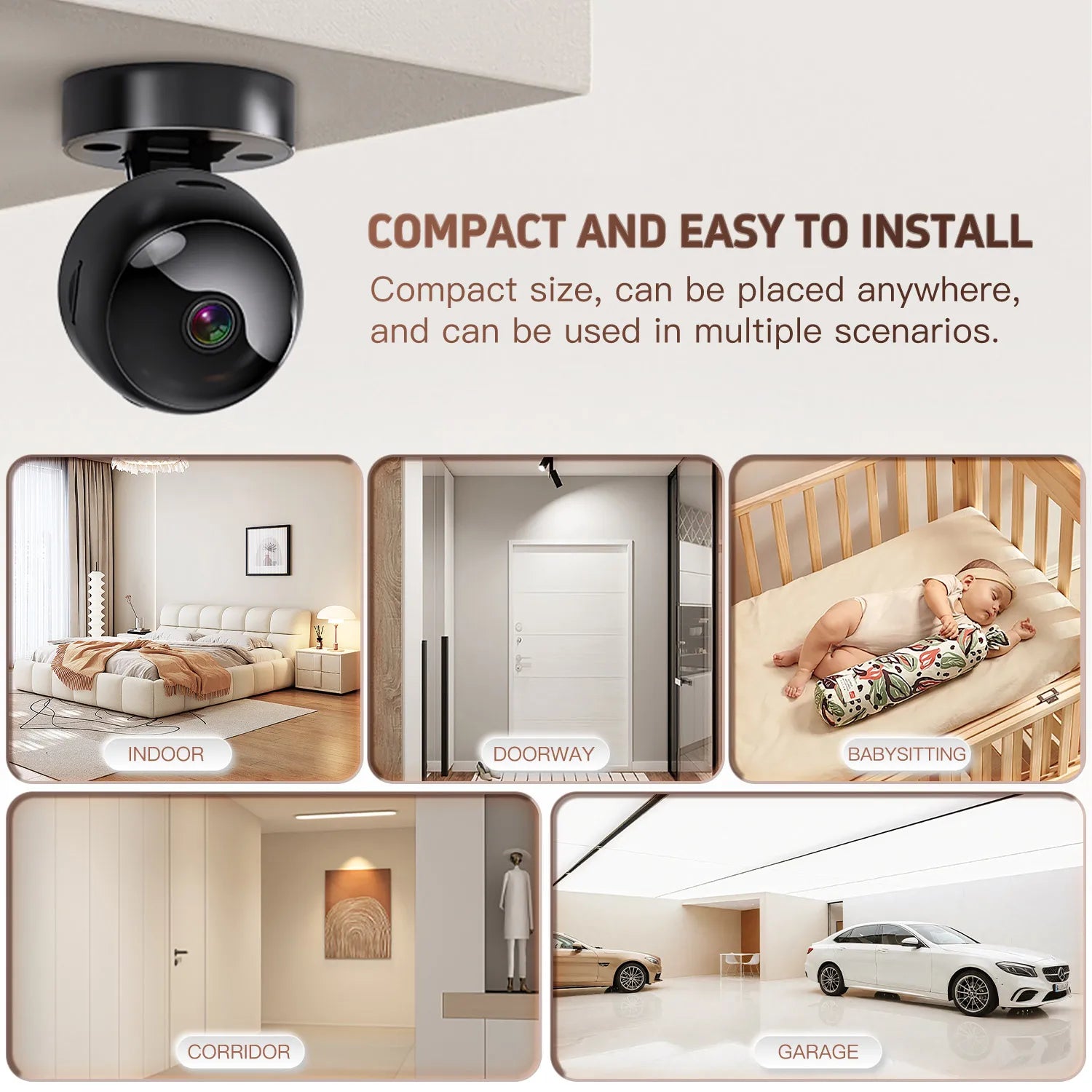 Wireless Security Camera 360° Full Coverage View WiFi HD Motion Detection Night Vision Indoor Outdoor Remote Monitor