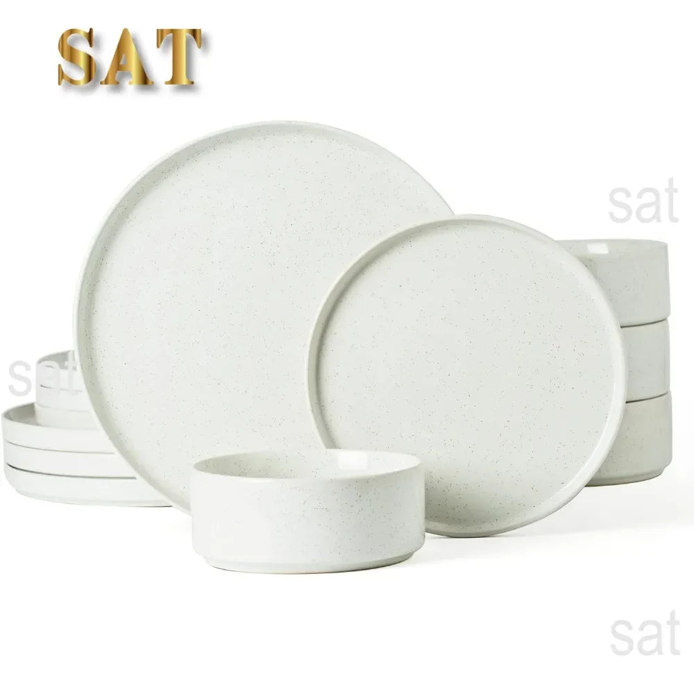Furniture Nebula Plates and Bowls Set, 12 Pieces Dinnerware Sets, Dishes Set for 4