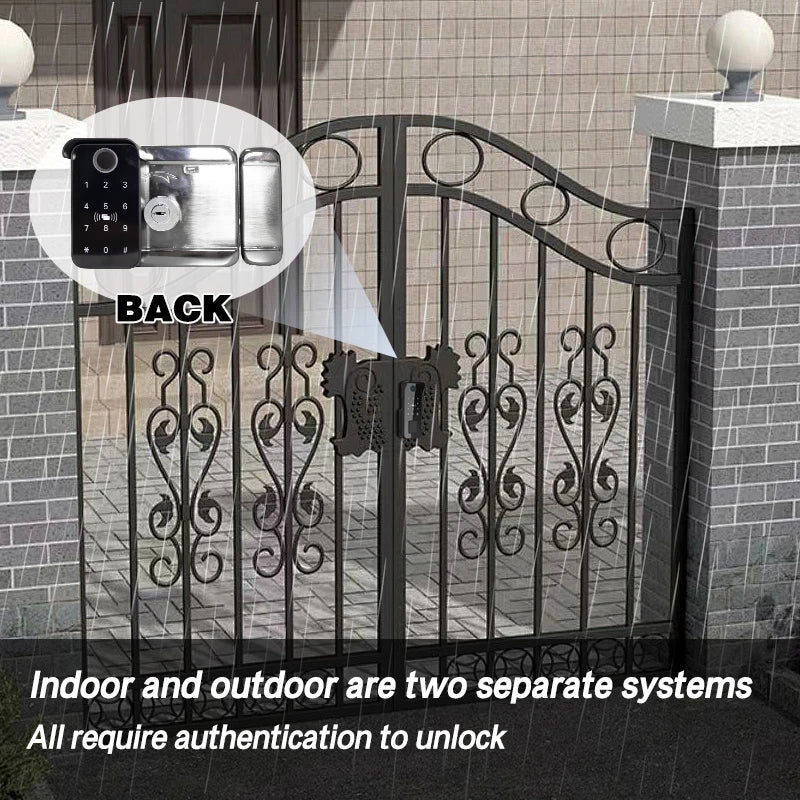 Tuya Bluetooth-compatible App Waterproof Fingerprint Smart Door Lock Gate Password RFID Card Rim Bolt Lock Electronic Door Lock