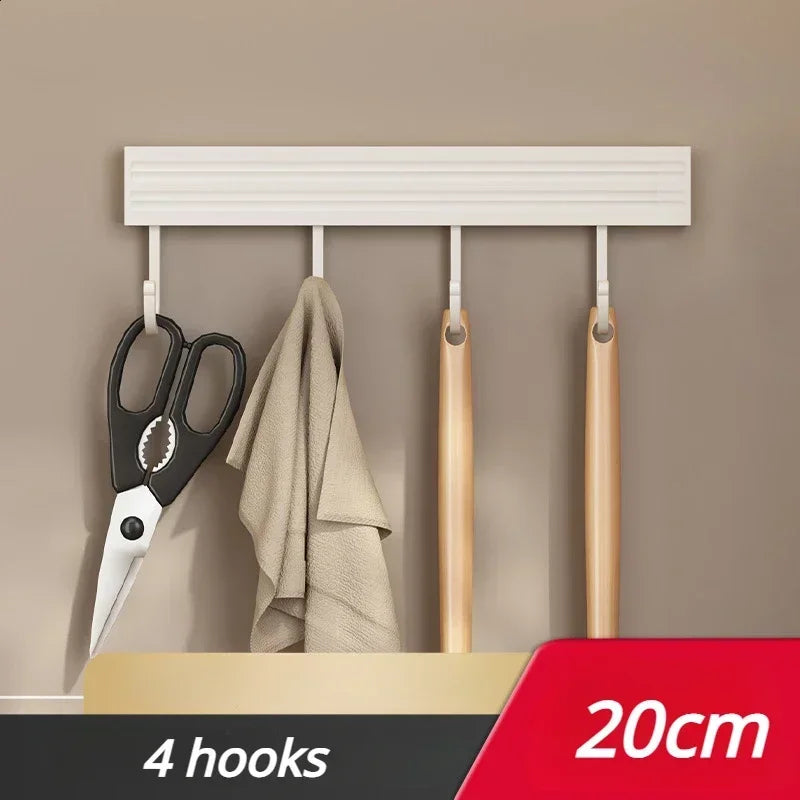 Kitchen Storage Rack Wall Mounted No Punch Shelves Movable Hook Spoon Holder Organizer For Kitchen Utensil Accessories Tool