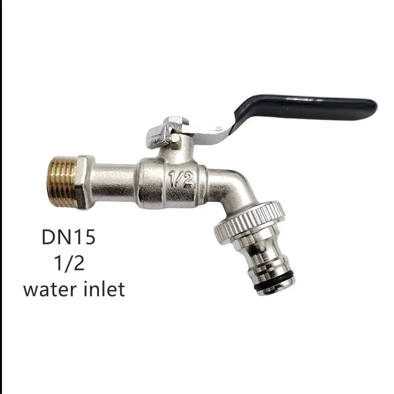 Garden Outdoor Bibcock Faucet DN15 DN20, Anti-freeze, Dual Control Copper for Washing Machine and Kitchen Garden Sink    1/2