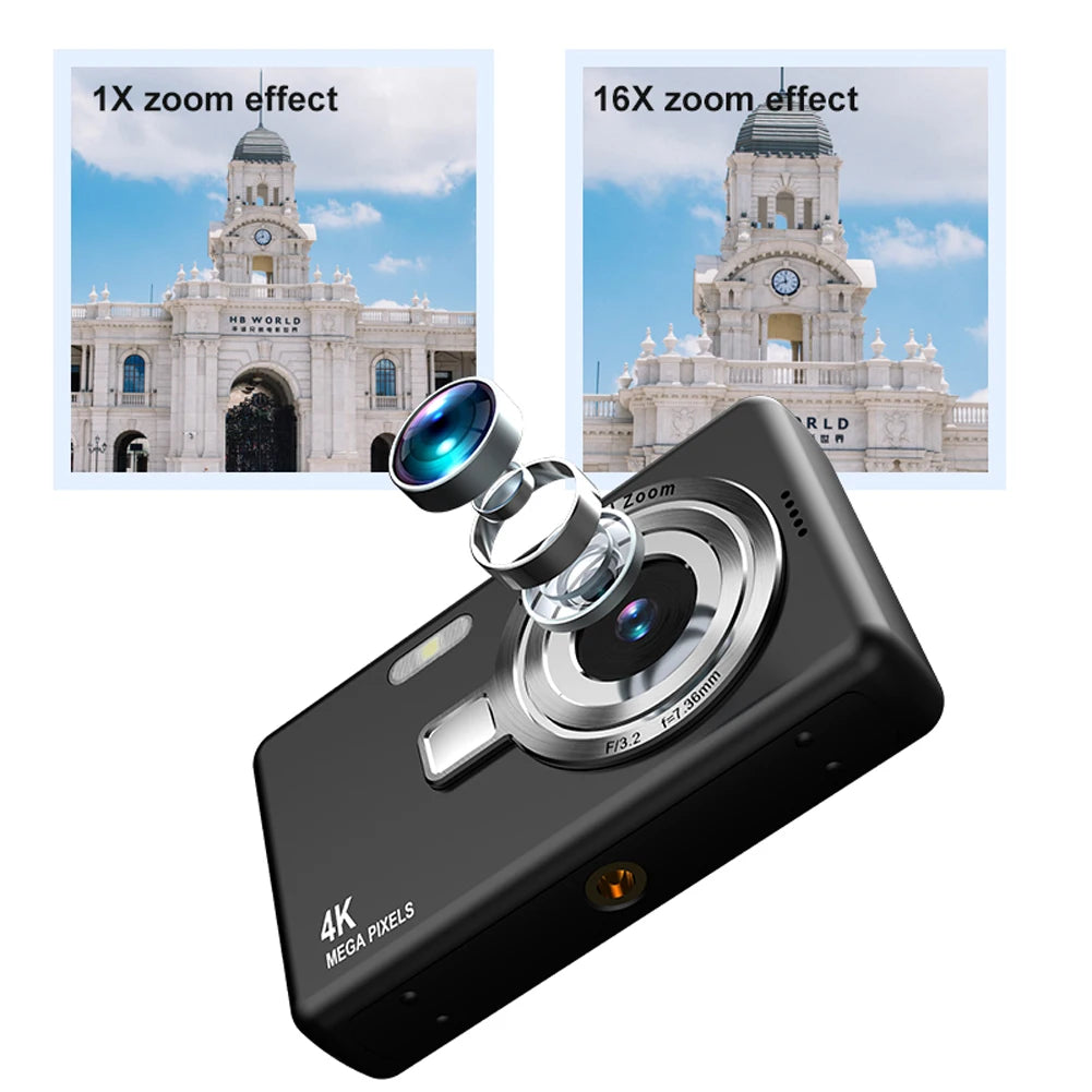 4K HD 1080P Digital Camera Anti-Shake Autofocus Vlogging Camera 2.4 Inch IPS Screen Photography Camera for Kids Adults Beginners