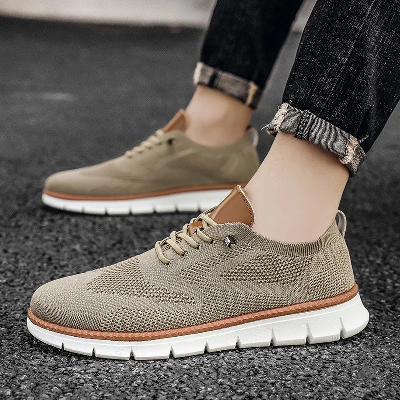 Men's Sneakers Casual Breathable Flat Shoes Outdoor Light Comfortable Anti-Slip Sports Walking Shoes