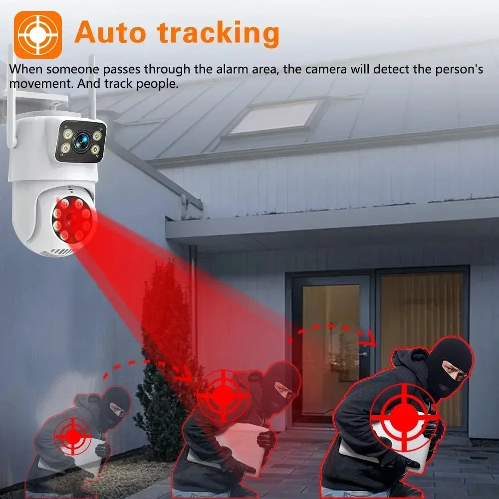 ANSVICAM Tuya Outdoor Wireless Security IP Camera 4K 8MP HD Dual Lens Wifi PTZ Camera Auto Tracking Street Surveillance Camera