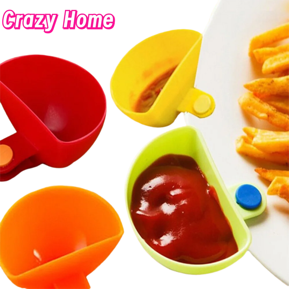 Colorful Dip Clip Bowls Clip-On Plastic Spices Dip Container Bowl Kitchen Gadgets Multi-Purpose Dipping Sauce Cups Kitchen