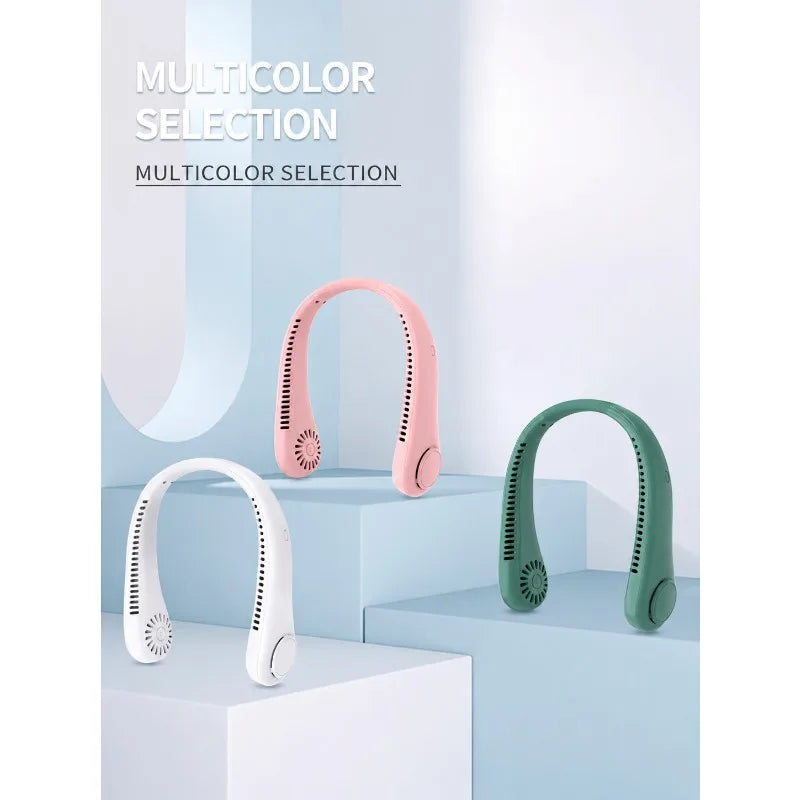 New Bladeless Neck Fan Mini Lightweight Silent Rechargeable Wearable Cooler Portable Personal Air Fan for Outdoor Sports