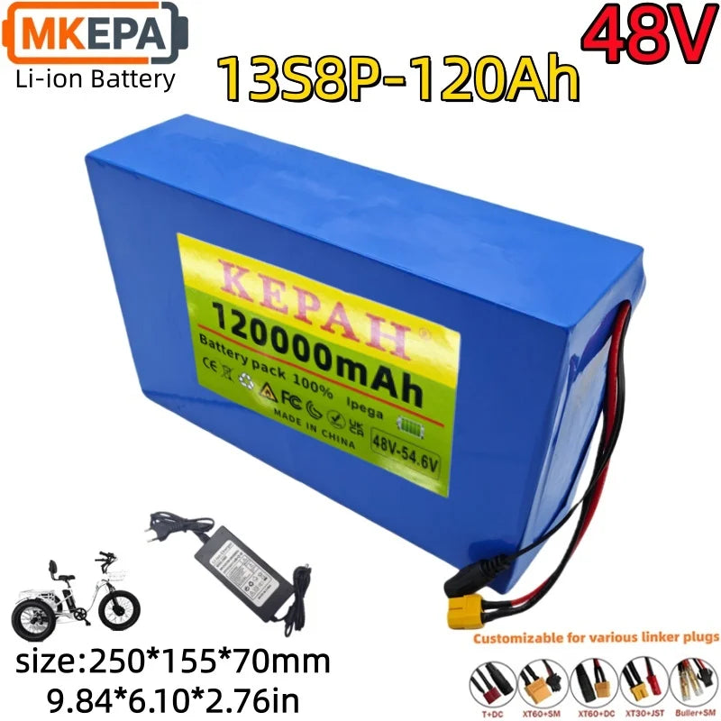48V 120Ah Scooter Battery 13S8P Full Capacity 48V Electric Scooter Delivery Scooter Universal Battery Pack