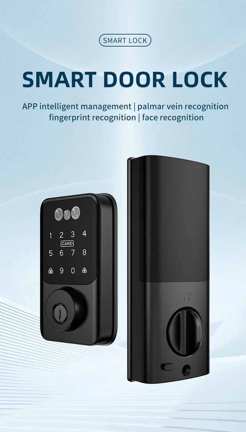 Tuya BLE Digital Electronic Smart Deadbolt Fingerprint Door Lock Password Card Key Unlock Keyless Entry For Smart Home