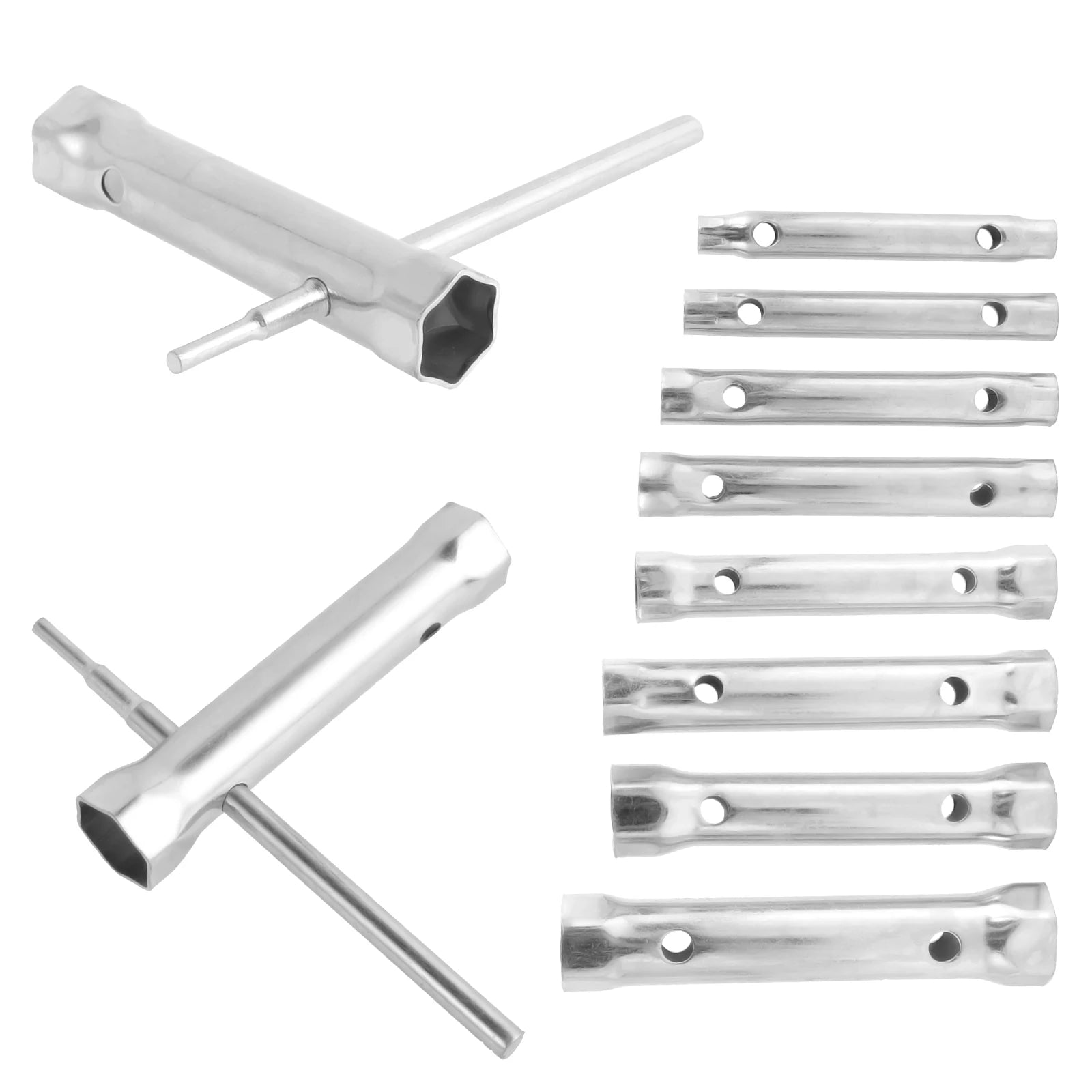 10Pcs Metric Tubular Box Wrench Set 6-22mm Spark Plug Carbon Steel Double Ended Wrench Automotive Plumb Repair Wrench Tools
