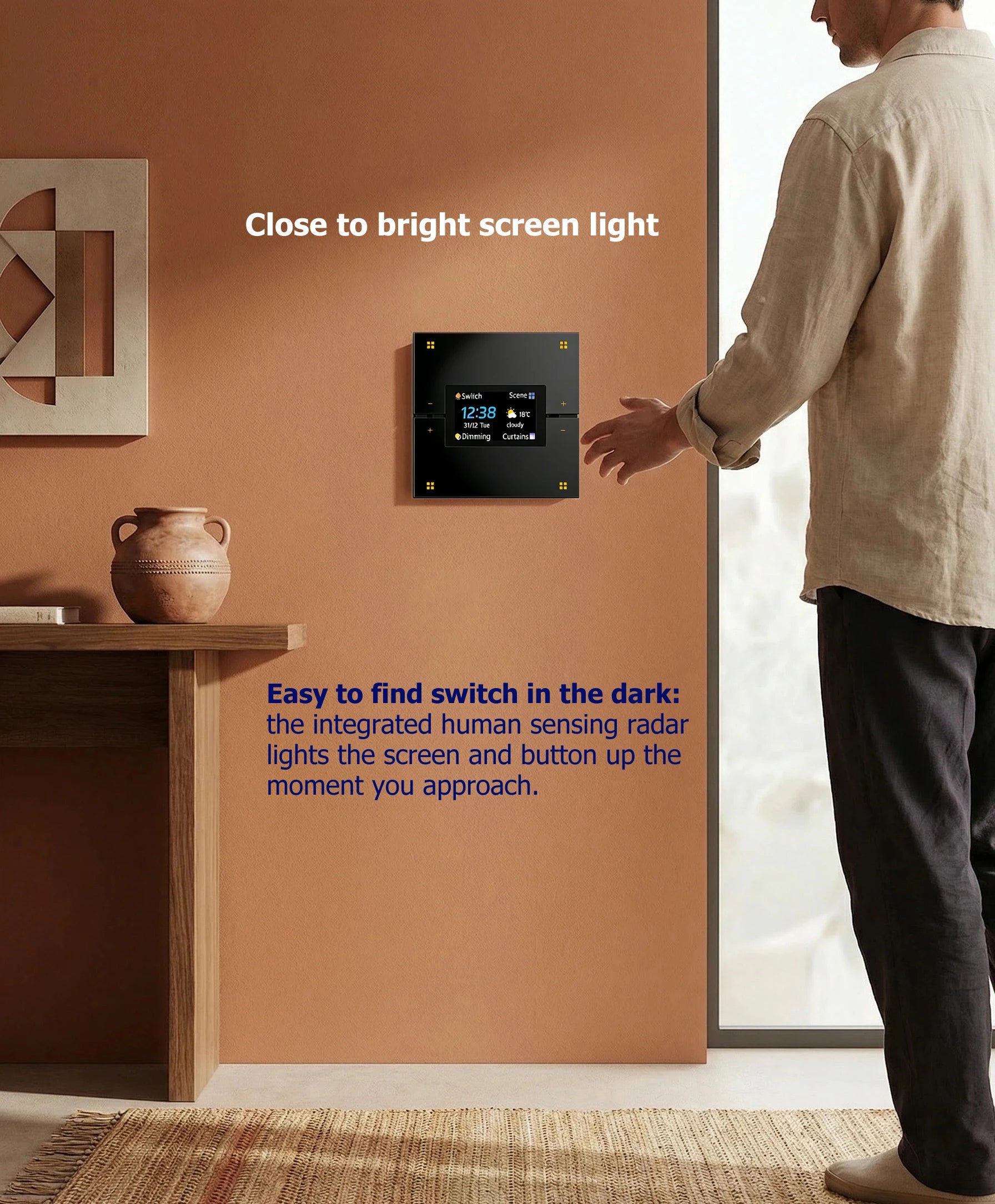 M9 Pro 8-Button UK Tuya Smart Wall Light Switch Aluminum Touch Display IPS Dimmer Scenes Zigbee for Hotel Home Voice App Control