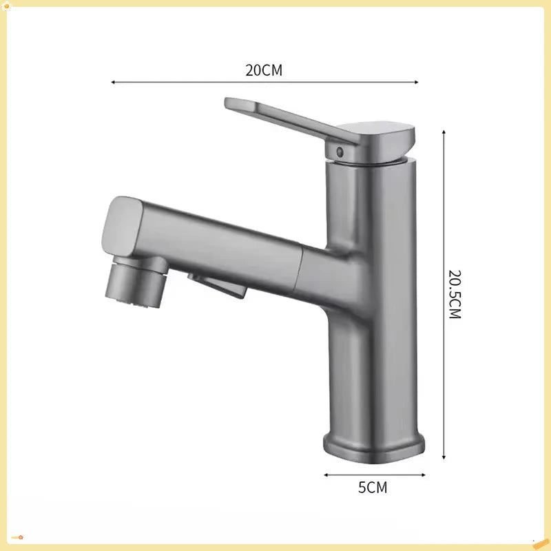 Single Handle Dual Hole Bathroom Sink Mixer Faucet Pull Out Faucet for Bathroom Washbasin Faucet Brass Bathroom Basin Faucet