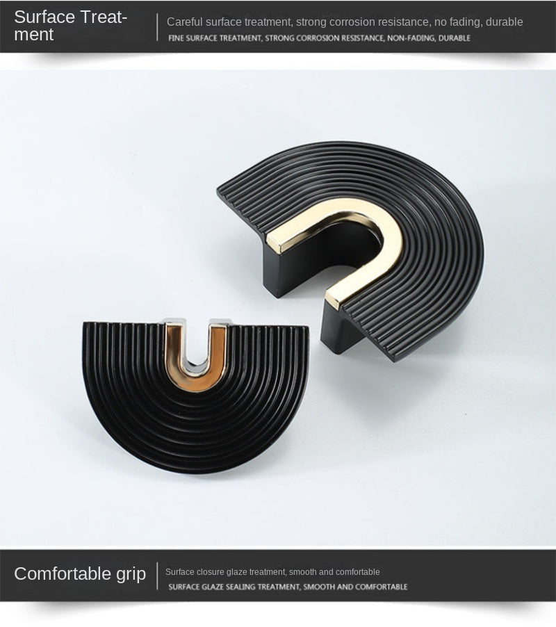 Brass Furniture Handles Modern Light Luxury Semi Circle Pulls Wardrobe Dresser Cupboard Cabinet Drawer Half Moon Knobs