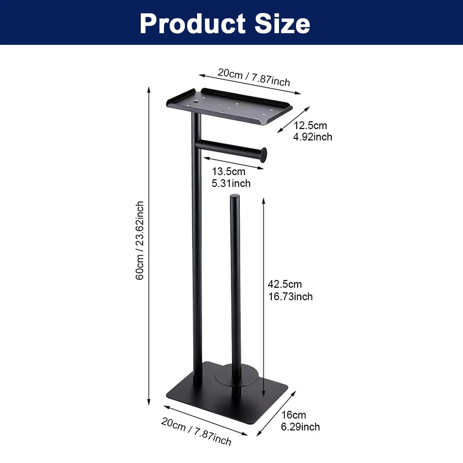 Stainless Steel Standing Toilet Set, Toilet Paper Holder with Toilet Brush for Bathroom Storage