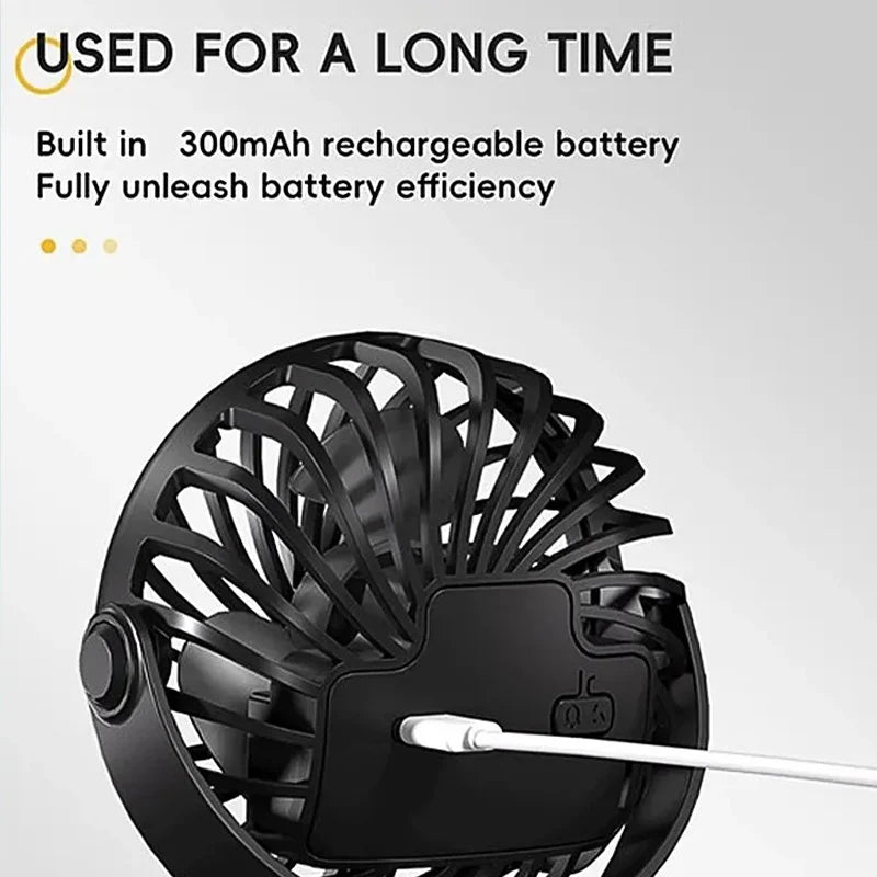 Rechargeable Portable Electric Fan 720° Rotating Hanging Clip Fan Night Light Air Cooler Outdoor Camping Small Fans Ventilador