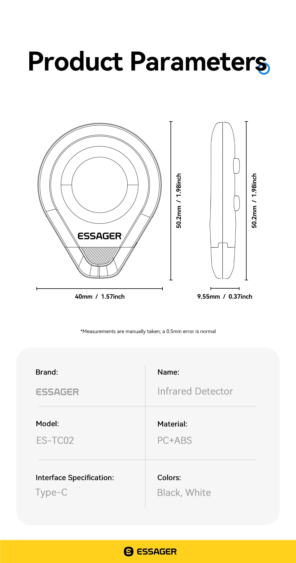 Essager Camera Infrared Detector Safe&Anti-Peeping Protection Detector Hotel Pinhole Lens Detect Security Alarm Anti Spy Candid