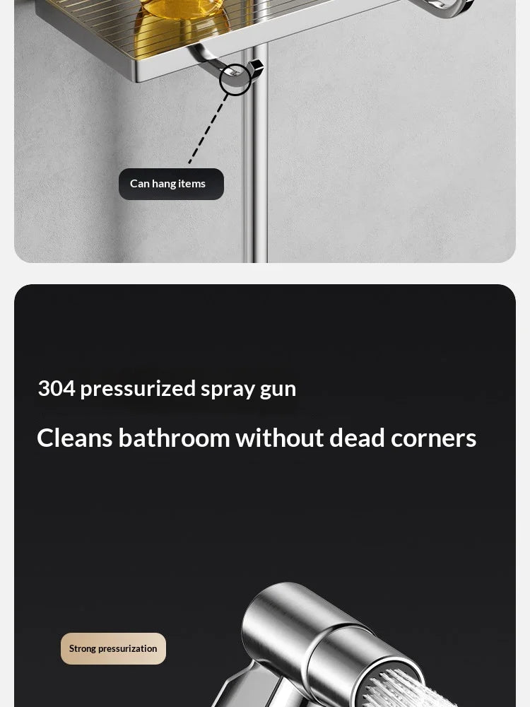 304 Stainless Steel Thermostatic Rainfall Shower Set High Pressure Wall Mounted Bathroom Mixer Tap Handheld Circular Square