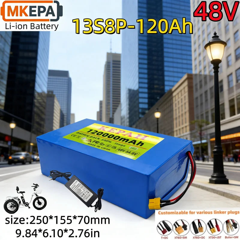 48V 120Ah Scooter Battery 13S8P Full Capacity 48V Electric Scooter Delivery Scooter Universal Battery Pack