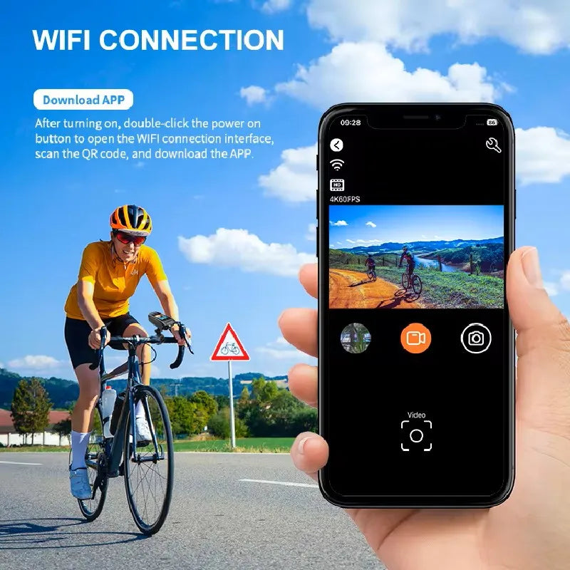 HD 4K 60FPS Action Camera for Motorcycle Bike Helmet Sports DV Video Recorder Car DVR Dash Cam Outdoor Bicycle Surveillance