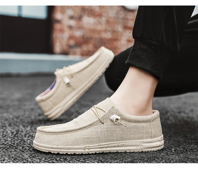 Men Shoes Casual Canvas Loafers Shoes Light Breathable Flats Leisure Male Vulcanized Shoes Walking Sneakers Plus Size 39-46