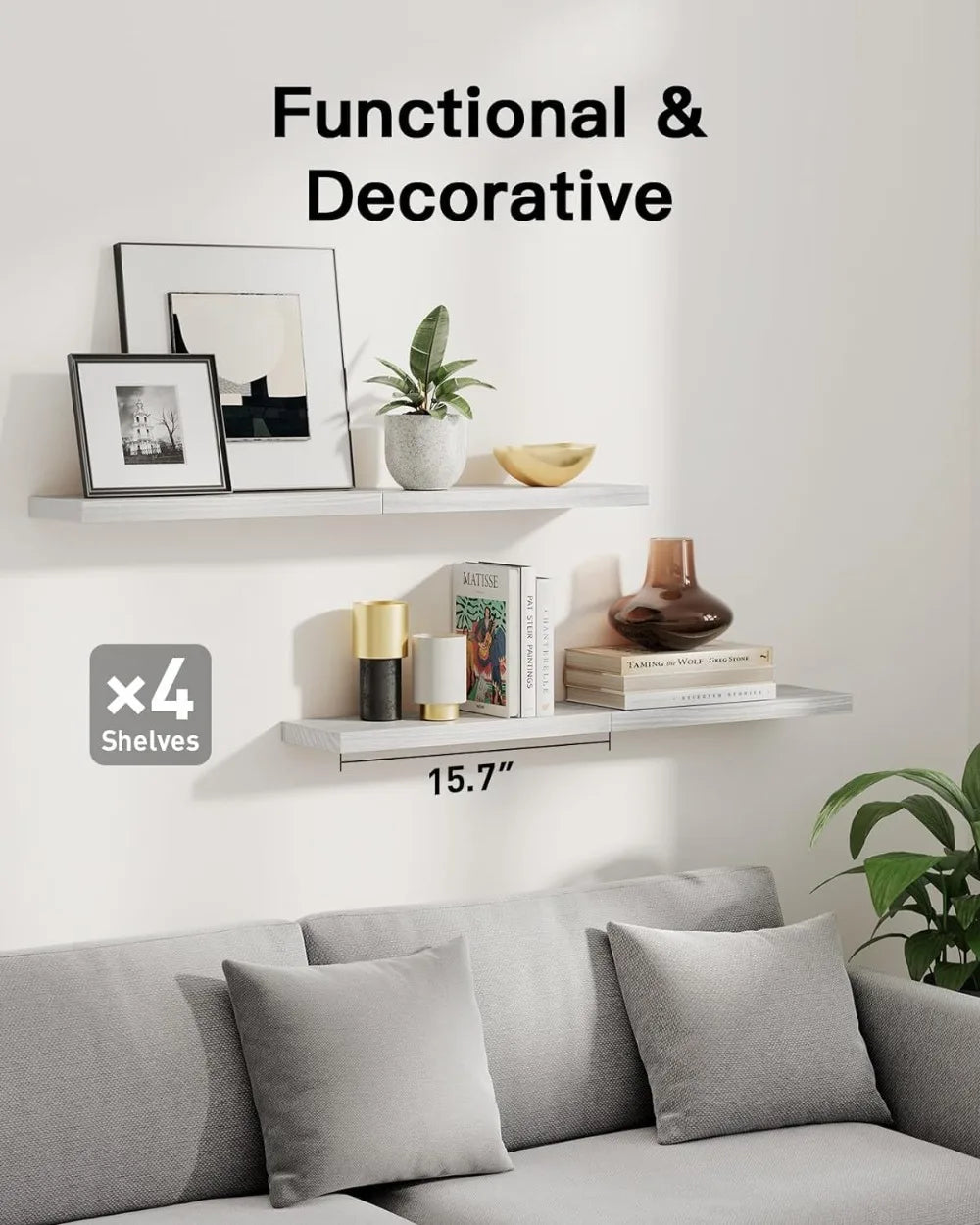1pc Wall Mounted Floating Shelves Wooden Deeper Storage Shelf Multi Functional Thicker Bathroom Shelves
