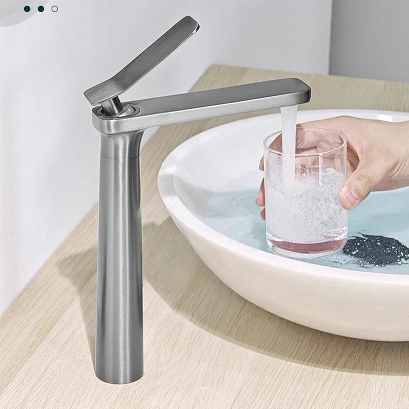 BAKALA Luxury Black Gray Wash Basin Taps Modern White Faucet Bathroom Luxury Basin Faucets Antique Hot Cold Water Sink Tap Mixer