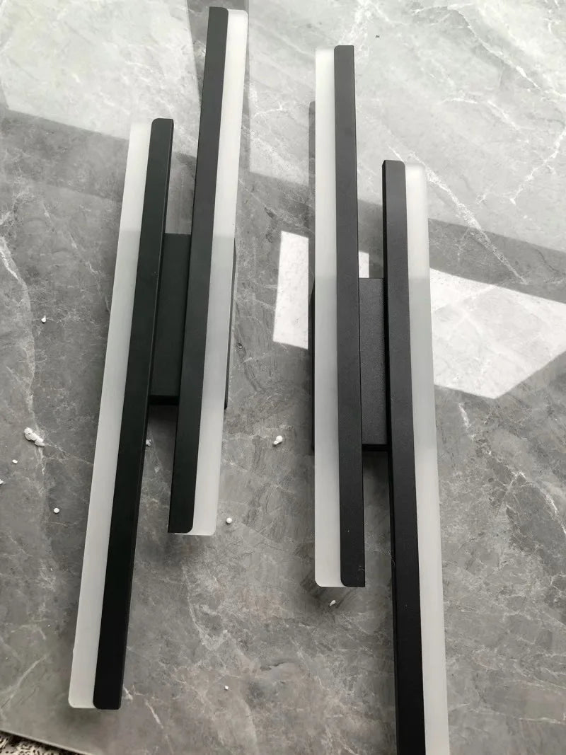 Modern Minimalist LED Wall Lamp Double Vertical Bar Frosted Acrylic Sconce Light for Living Room Sofa Background Bedroom Headboa