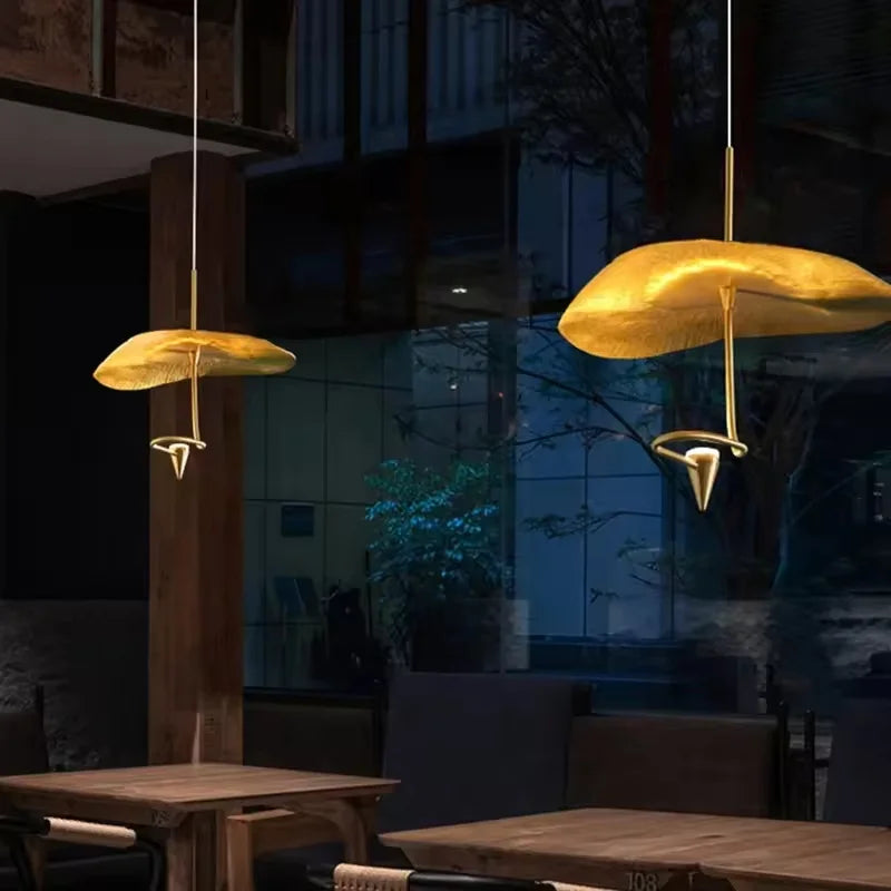 Mid century Stair Lotus light Luxury vintage lampshade Duplex Building Bedroom Living Room Tea Room Art  coffee bar lighting