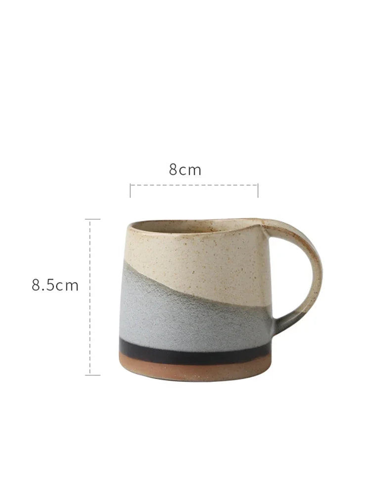 Japanese Retro Stoneware Coffee Cup Household Ceramic Hanging Ear Mug Cup English Afternoon Tea Tea Cup Breakfast Milk Mug Gift
