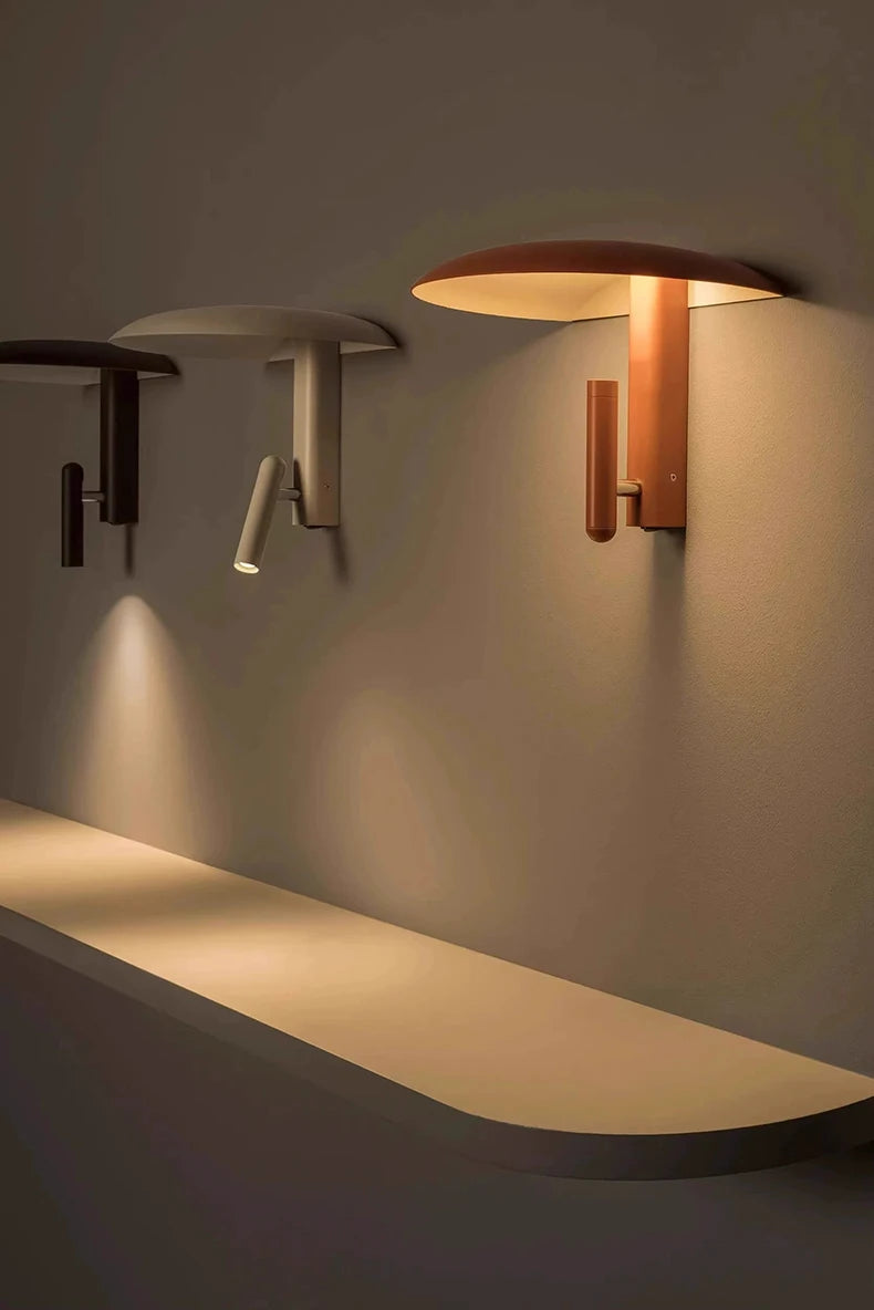 New Style Black Orange Beige Metal Wall Light With Switch 3000K Mushroom Bedroom Dining Room Shop LED Rotatable Dropshipping