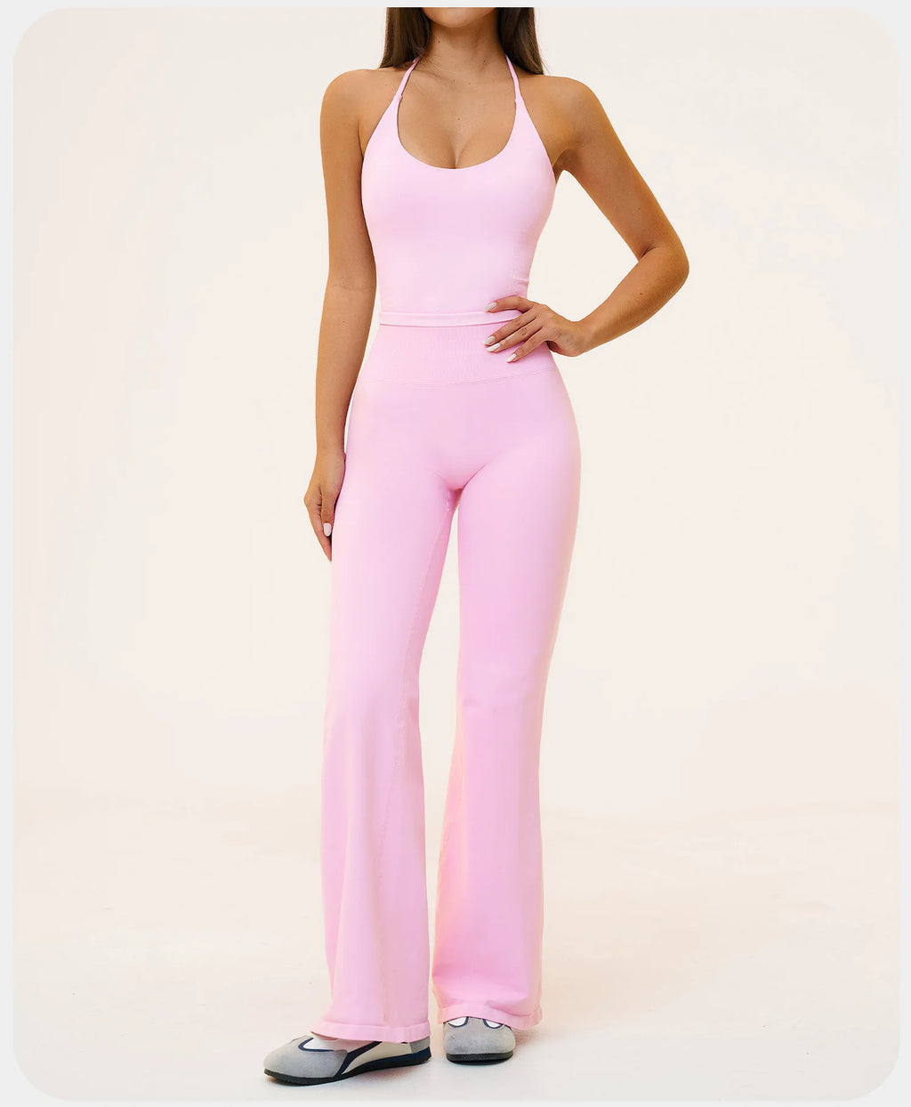 Seamless Yoga Suit 2PCS Women Tracksuit Sports Outfits Gym Workout Clothes Breathable Sports Bra Flared Pants Suit Yoga Clothing