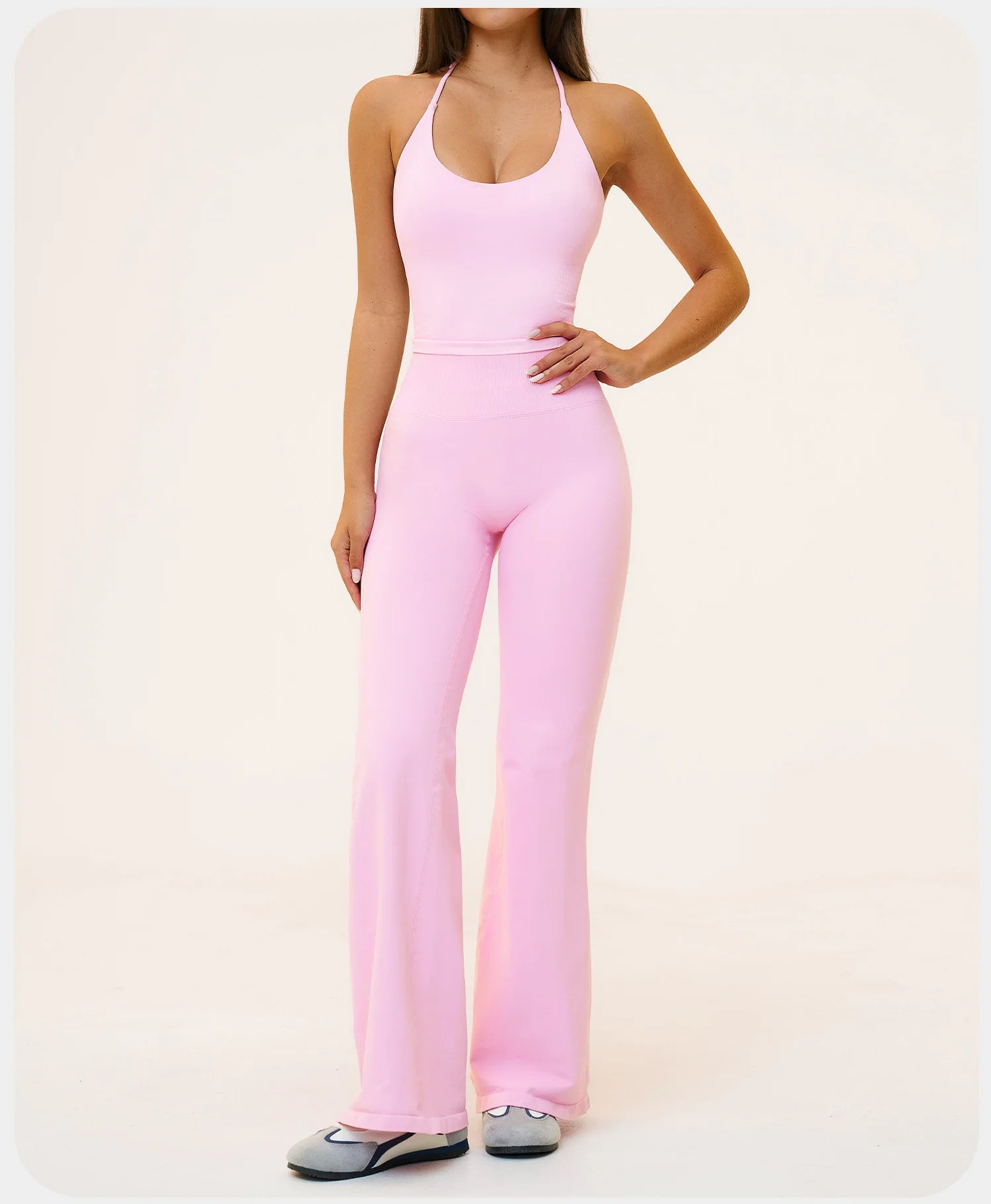 Seamless Yoga Suit 2PCS Women Tracksuit Sports Outfits Gym Workout Clothes Breathable Sports Bra Flared Pants Suit Yoga Clothing