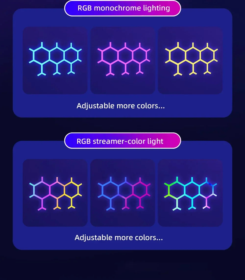 WIFI APP Smart Lamp Tuya Music Rhythm Control Splicing Ambient Quantum Lights LED Night Light for Game Room Bedroom Decoration
