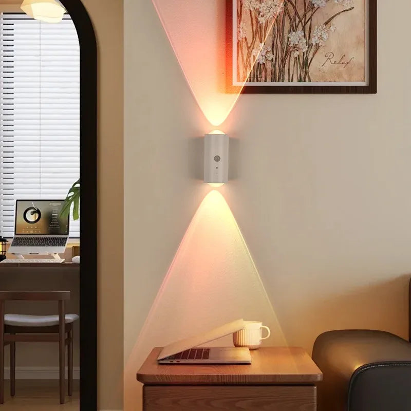 Smart Sensing LED Wall Lamp RGB Ambient Lighting Rechargeable Magnetic Wall Sunset Light Bedroom Corridor Staircase Night Lights