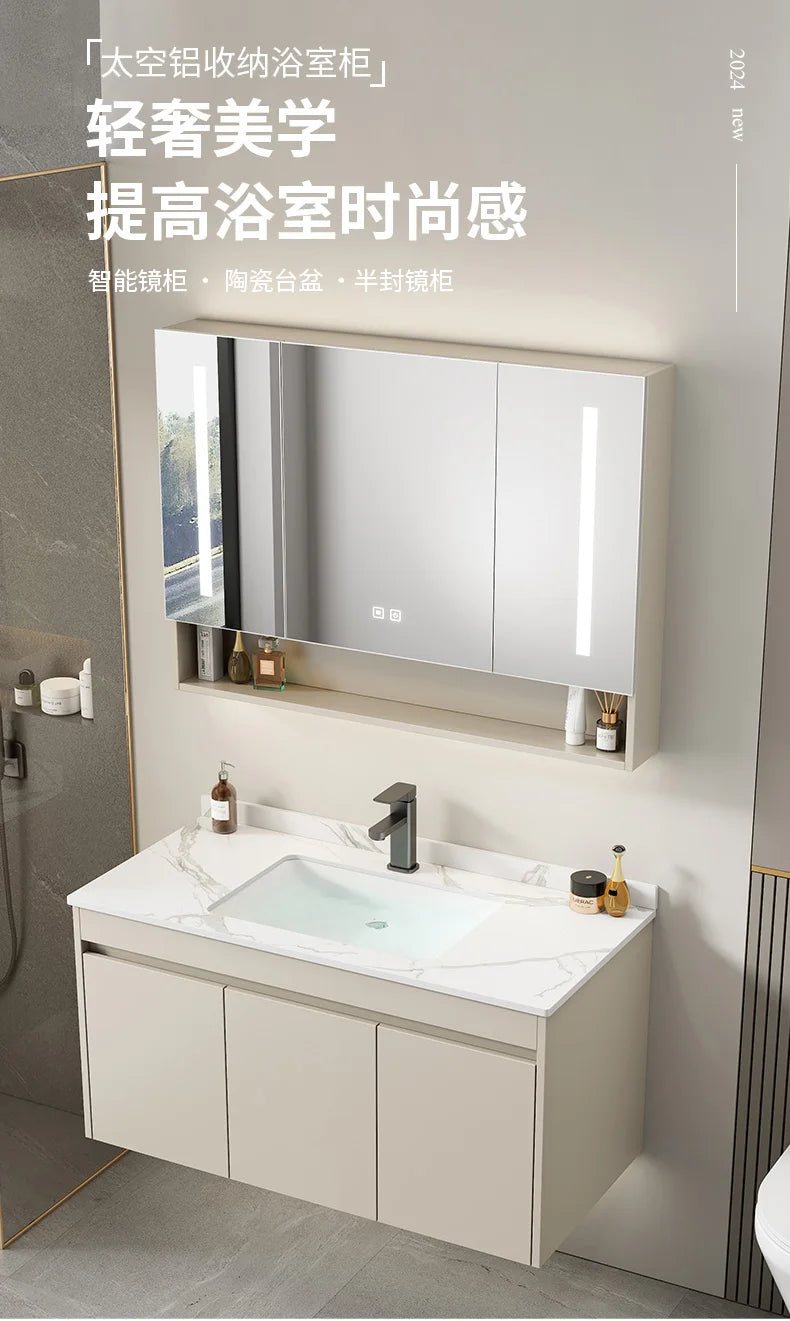 Wall Basin Bathroom Cabinet Set Sink Mirrors Shelves Bathroom Cabinets Storage Organizer Mobile Bagno House Accessories