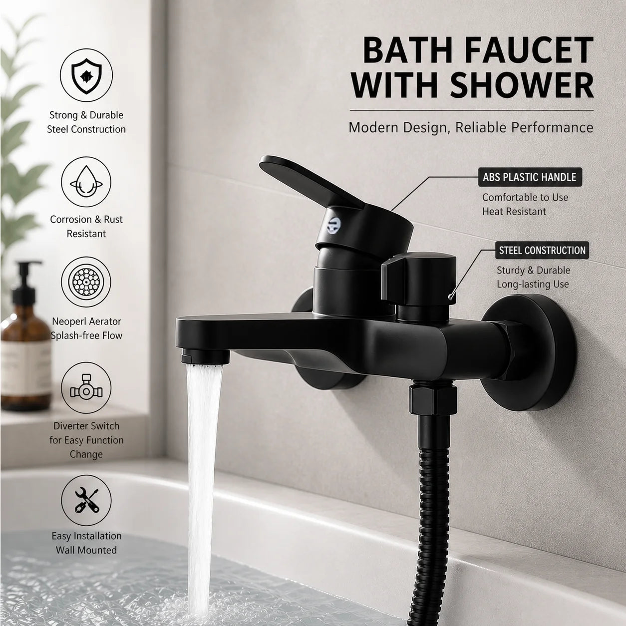 Bathroom Shower Faucet Mixing Valve Shower Shower Set Bathtub Mixing Switch Triple Hot and Cold Faucet Shower Faucet