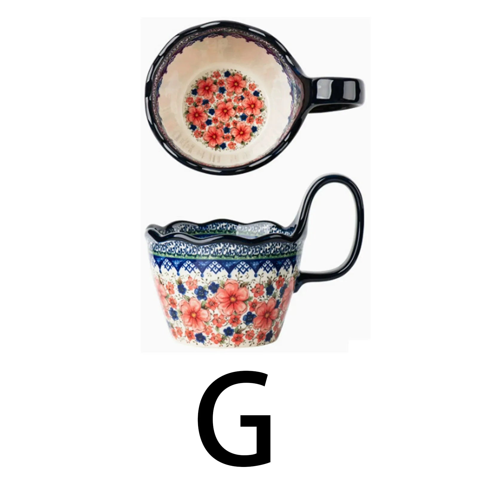 1pc, Bohemian Style Ceramic Cup, with Handle for Easy Removal, Coffee Cup, Afternoon Tea Cup, Breakfast Cup, Milk Cup