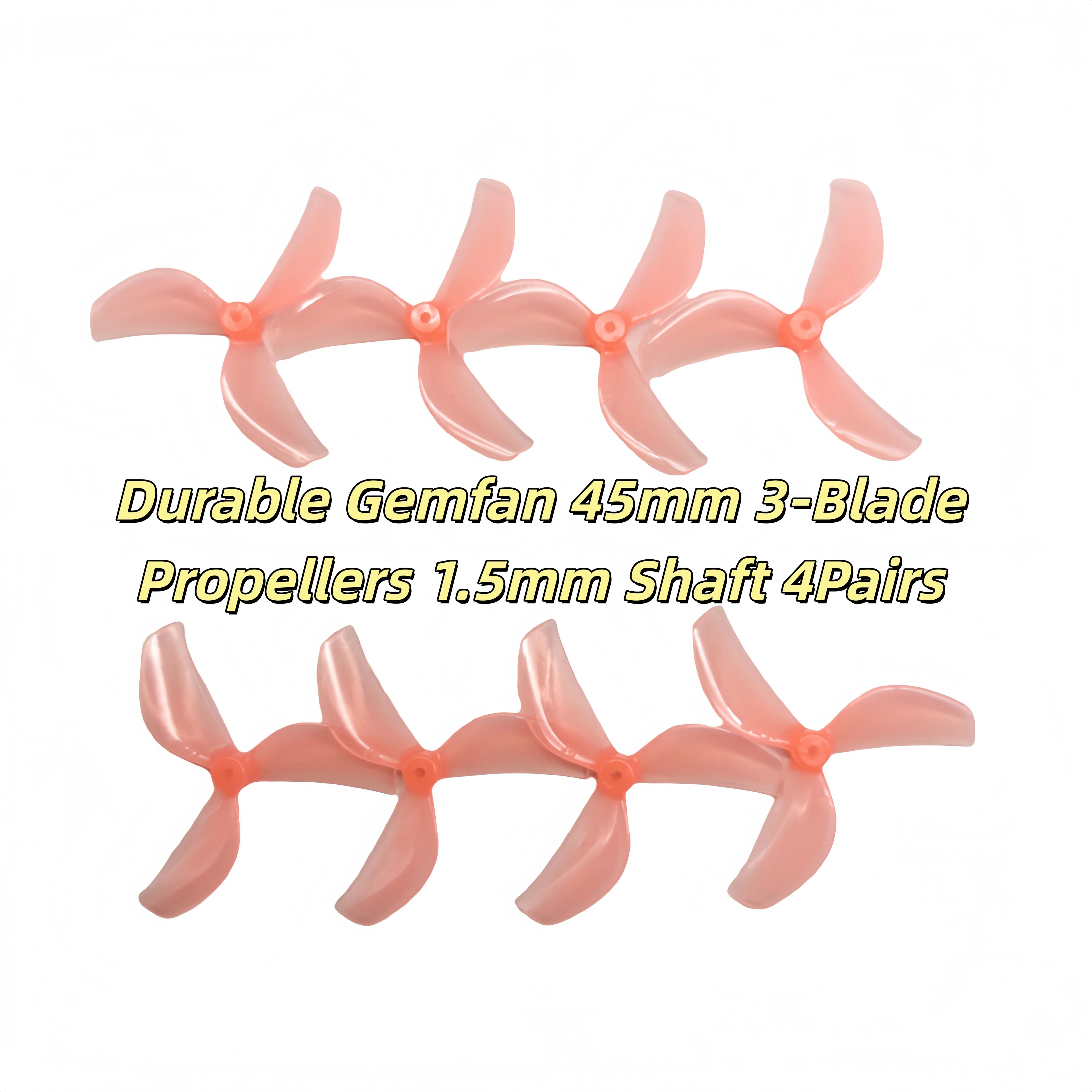 Gemfan 45mm 2/3-Blade Propellers 1.5mm Shaft High Thrust PC Props 4Pairs for 1S Micro Whoop Toothpick Drone Meteor75 Pro