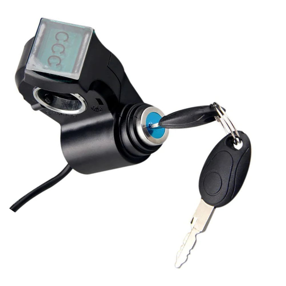 E-Bike Thumb Throttle With Key Lock And Battery Level Display 24V-72V Electric Scooter Grip 7/8 Inch Handlebar Twist Accelerator