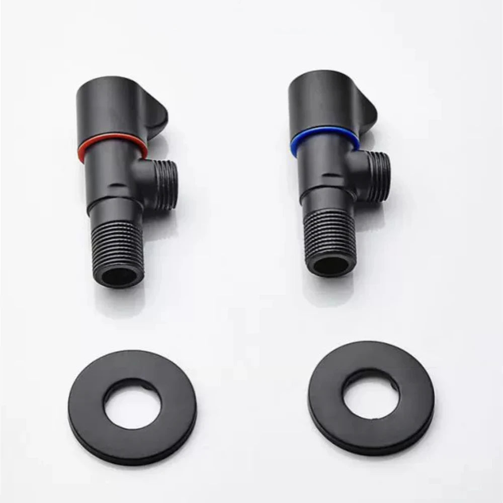 Black Stainless Steel Bathroom Filling Angle Valve G1/2 Threaded Standard Male Corner Bidet for Kitchen Cold Hot Tap Accessories