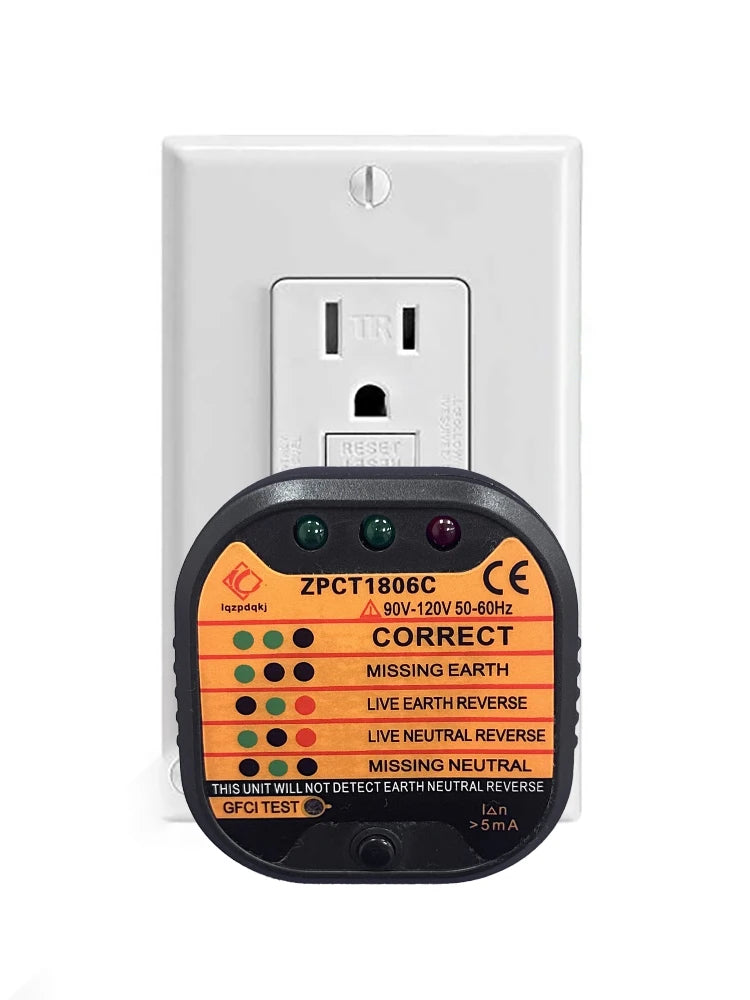 Socket Tester EU / UK / US Outlet Performance Testing for Electrical Safety Ensure Proper Grounding