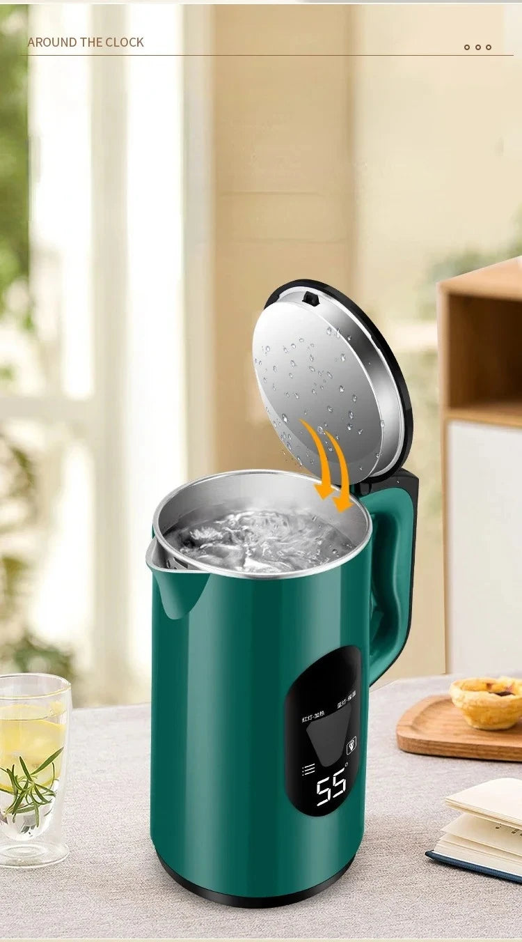 Half spherical electric kettle with integrated insulation, large capacity for household use, featuring automatic power-off .