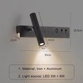 Led Wall Lights With Switch USB Rotatable Adjustable Reading Spotlight Bedroom Bedside Foyer Corridor Indoor Decor Wall Lamp