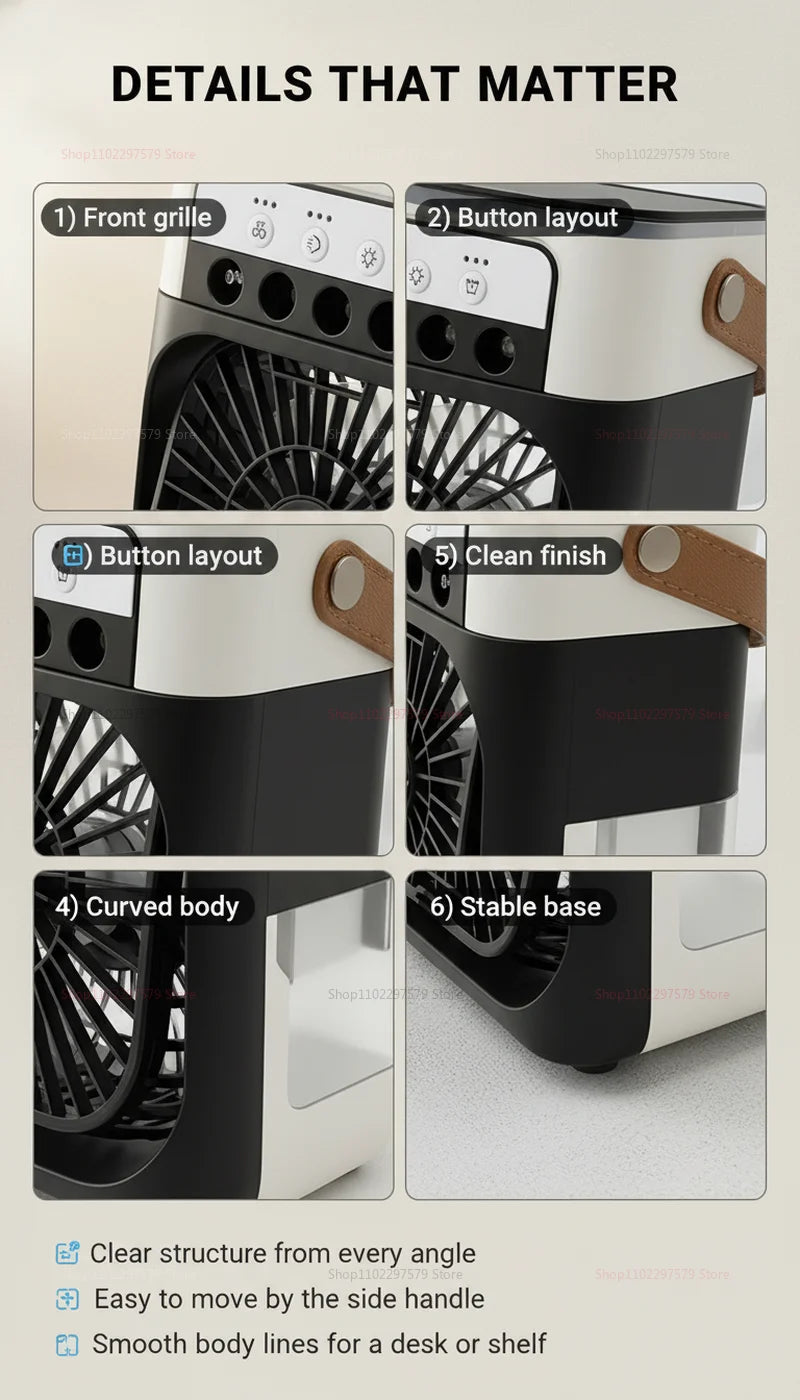 3 In 1 Fan AIr Conditioner Household Mini Air Cooler LED Night Light Portable Humidifier Air Adjustment Fan Office Home Fan