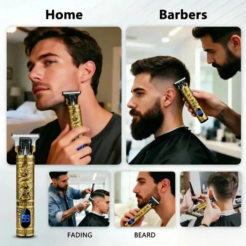 T9 Hair Trimmer for Men Cordless Beard Clipper 4 Guide Combs Brush USB C Cable Silent Operation Shaver Home Haircut Tool Kit