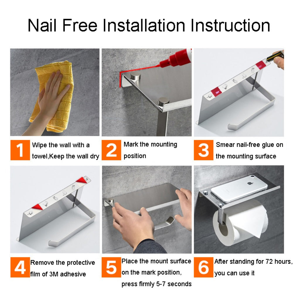 Wall Mounted Stainless Steel Bathroom Toilet Paper Holder with Towel Roll Shelf Tissue Rack Box Holders Organizer New