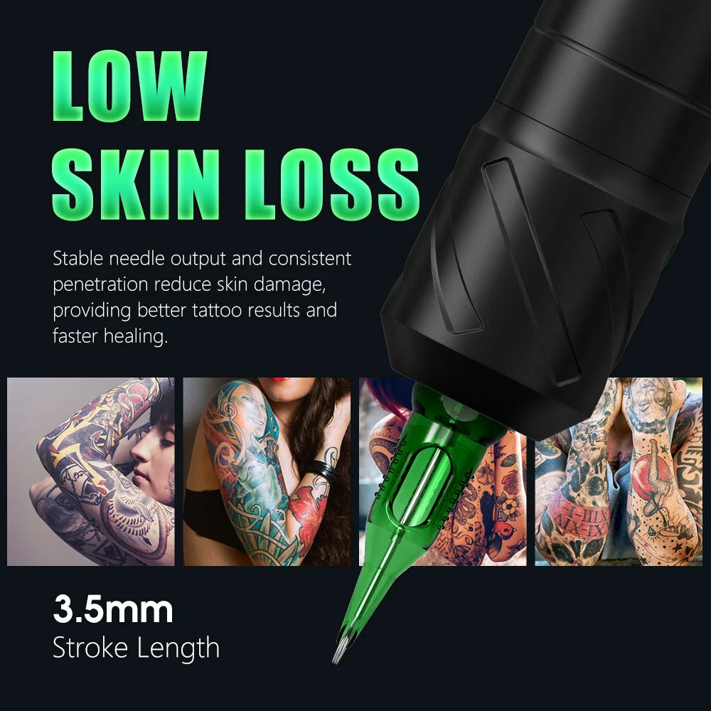 Kiss of Dragon Tattoo Kit Wireless Tattoo Machine Pen Kit 3.5mm Stroke Custom Motor 1600mAh LCD Screen Battery Complete Kit