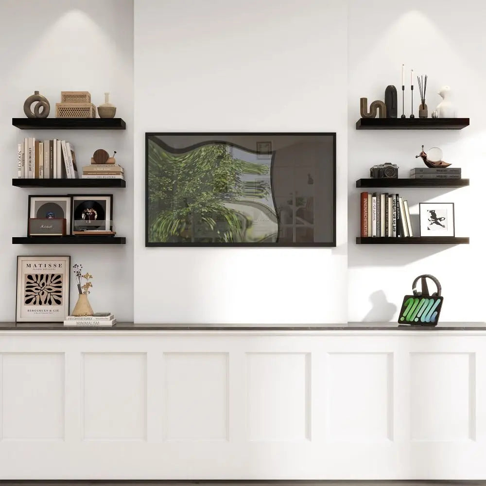 1pc Wall Mounted Floating Shelves Wooden Deeper Storage Shelf Multi Functional Thicker Bathroom Shelves