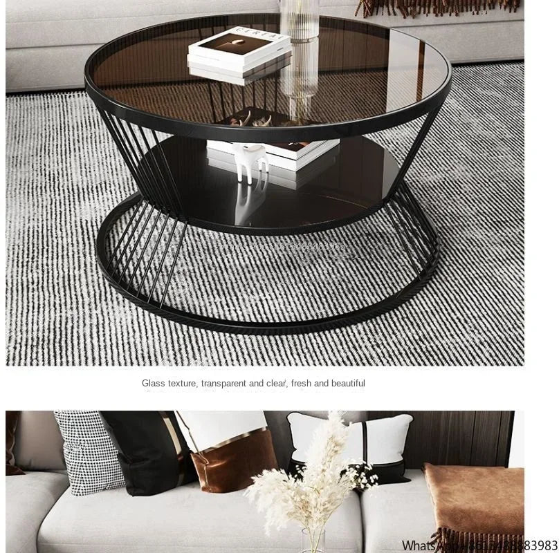 Small Apartment Living Room Round Household Minimalist Mini  Table Modern Light Luxury