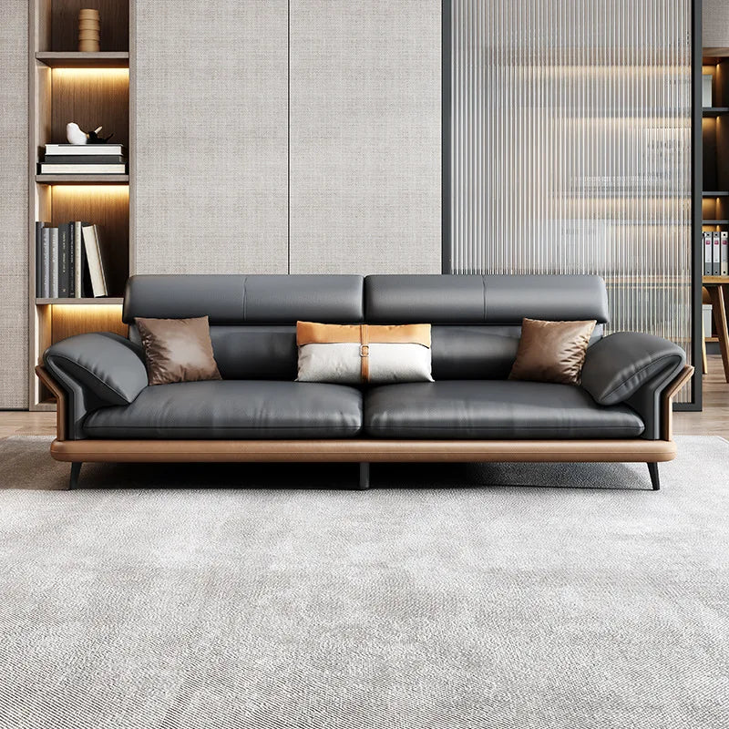 Office sofa leather business reception hall reception area negotiation simple modern light luxury coffee table combination set