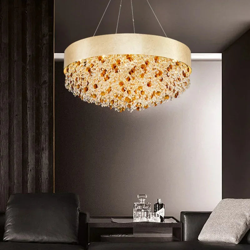Modern Light Luxury Crystal Living Room Chandeliers for Restaurant Luxury Creative Circular Designer Home Decor Lustre Fixtures